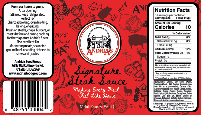 Case (12) Andria's 12oz. Steak Sauce image 1