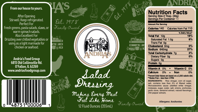 Case (12) Andria's 12oz. Salad Dressing image 1